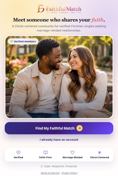 FaithfulMatch welcome screen